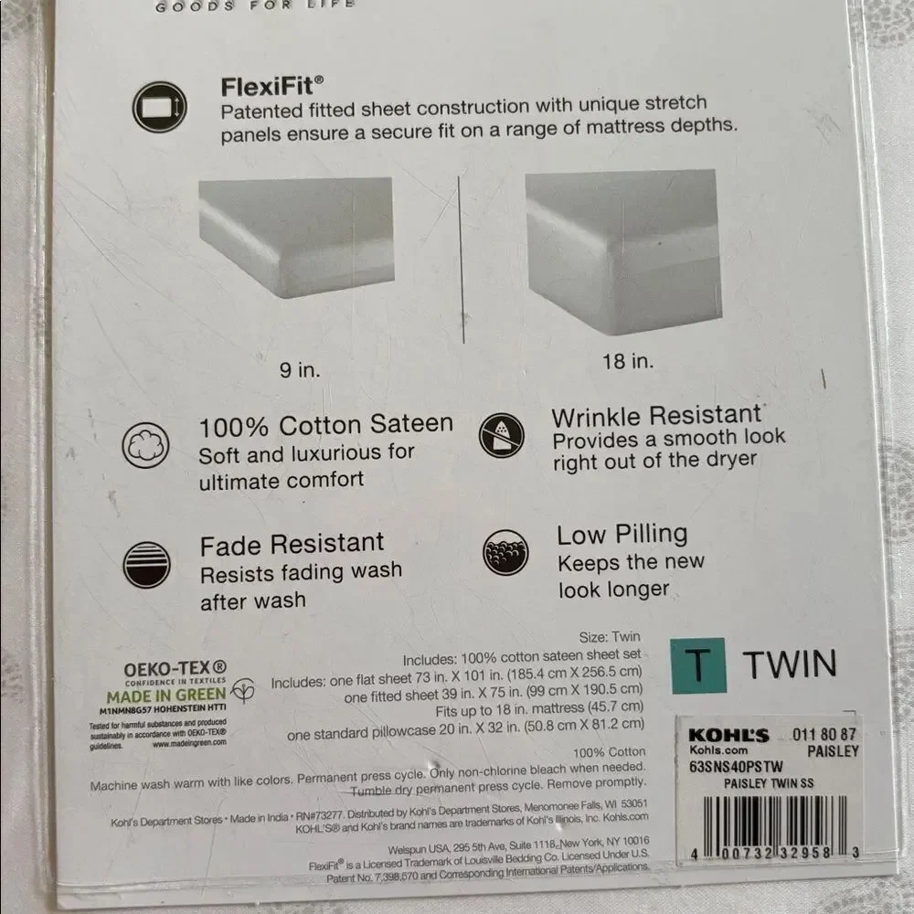 Sonoma White Paisley Twin Sheet Set